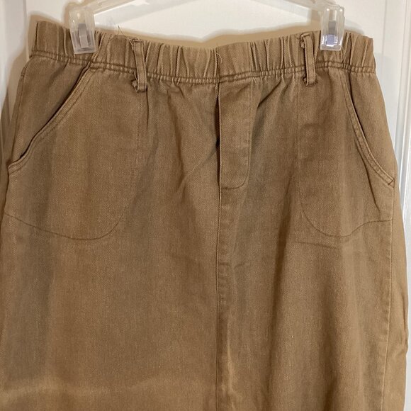 TZ Women's Brown Maxi Denim Pull-on Skirt Size L - Picture 2 of 10